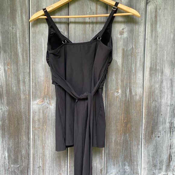 Land's End Women's Side-Tie V-Neck Wrap Adjustable Black Tankini Swimsuit Top 12 - Picture 6 of 11